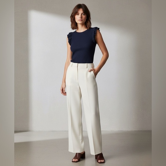 J.Crew Women’s Black Vintage Rib Ruffle Sleeve T-Shirt Cotton Modal Size Small - Picture 2 of 6